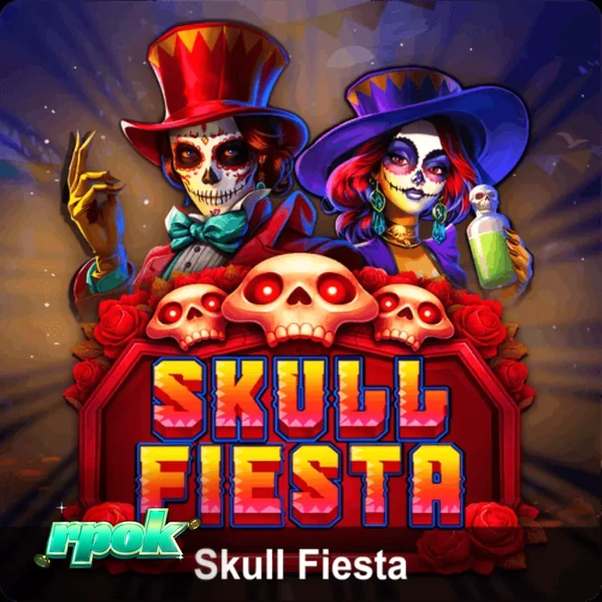 Tampilan visual slot Skull Fiesta dengan tema Day of the Dead yang meriah